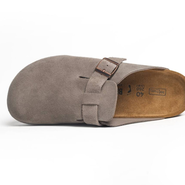 Birkenstock Boston Замшеві шльопанці Birkenstock (сірі) Birkenstock Boston Замшеві шльопанці Birkenstock (сірі)