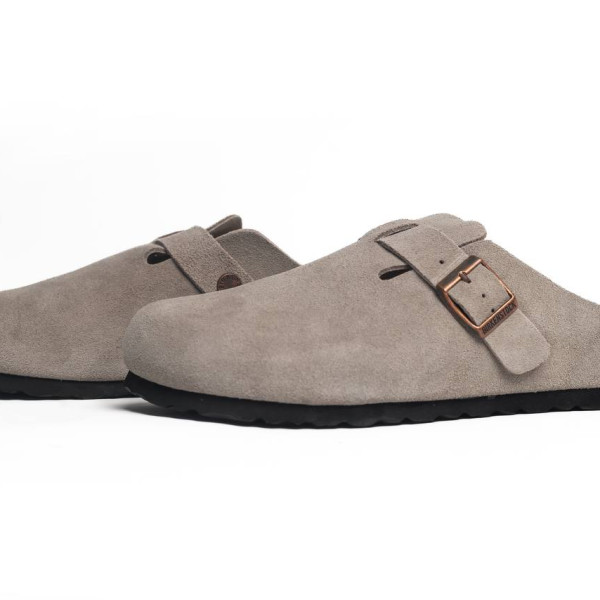Birkenstock Boston Замшеві шльопанці Birkenstock (сірі) Birkenstock Boston Замшеві шльопанці Birkenstock (сірі)